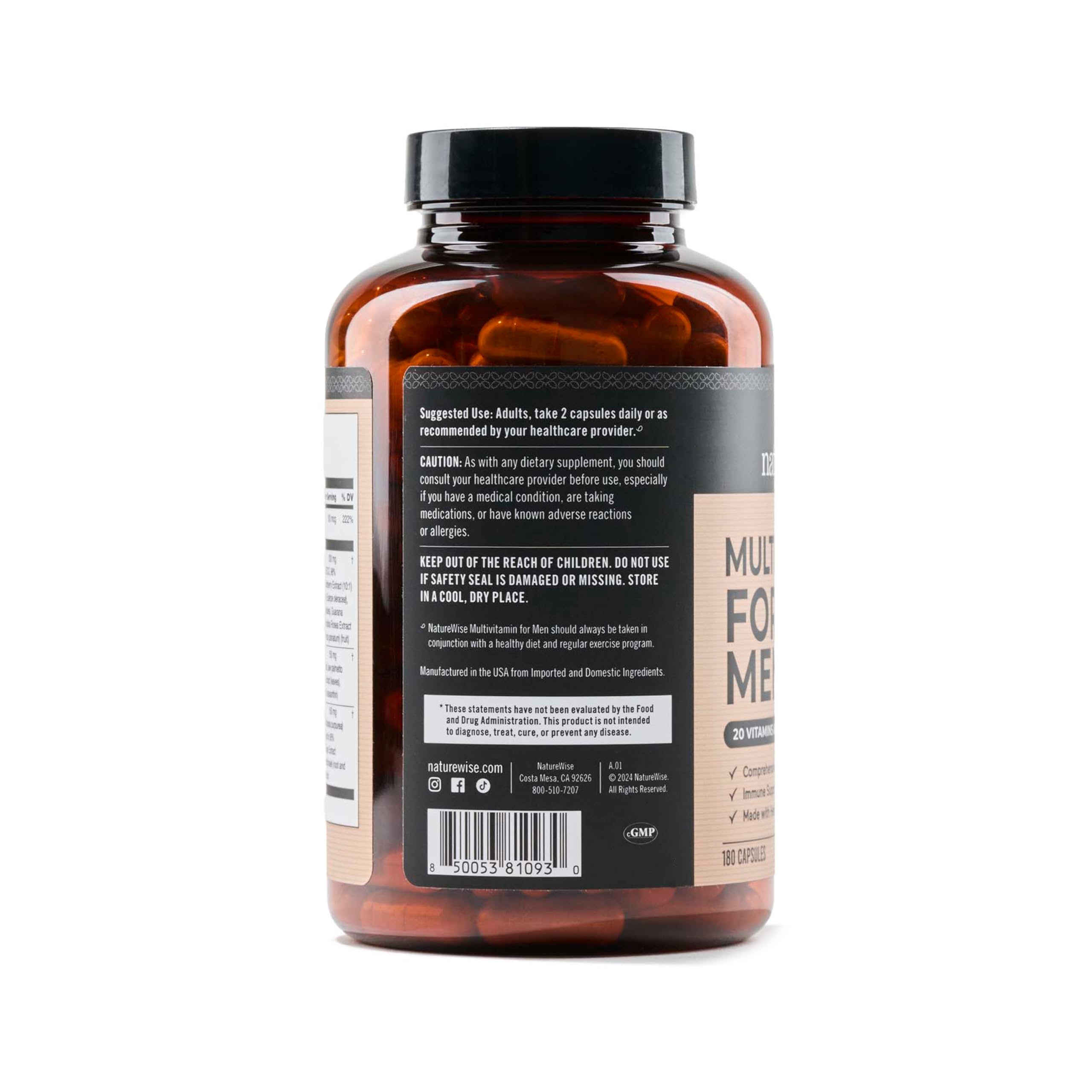 NatureWise Men's Multivitamin capsules on a table