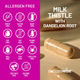 NatureWise Milk Thistle Capsules displayed on a wooden table