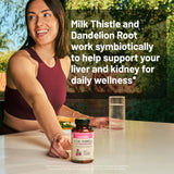 NatureWise Milk Thistle Capsules with lifestyle background