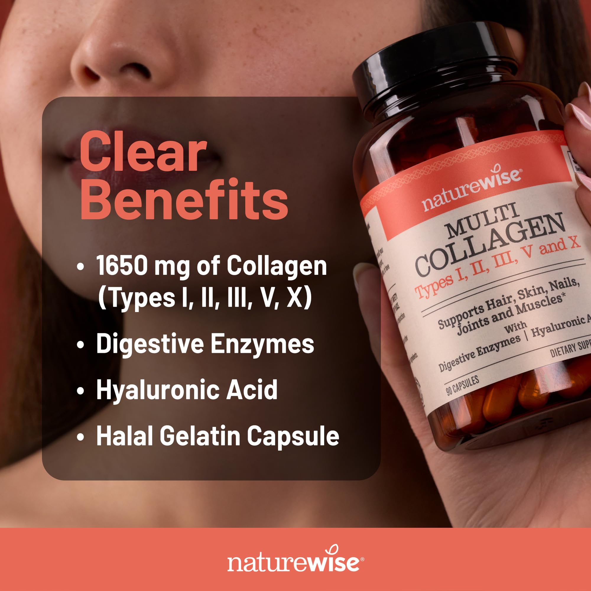 NatureWise Multi Collagen Capsules 1650mg bottle with label