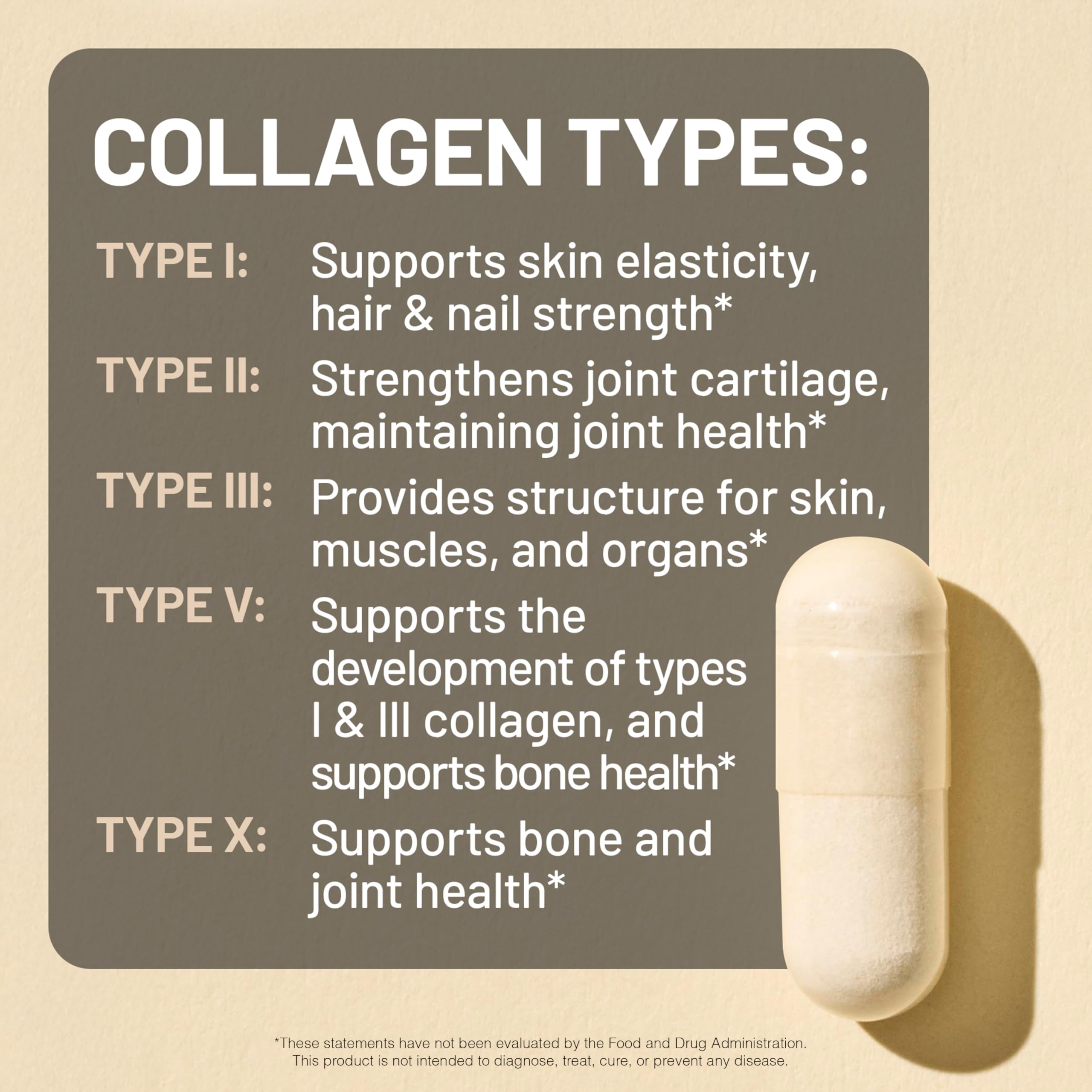 NatureWise Multi Collagen Capsules 1650mg with a glass of water