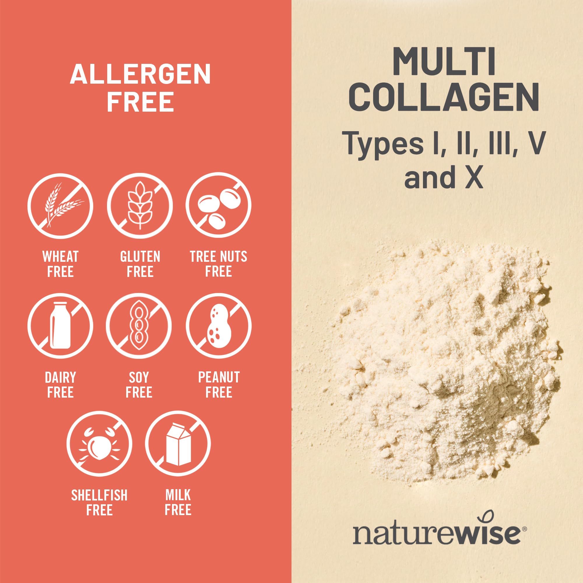 NatureWise Multi Collagen Capsules 1650mg with measuring spoon