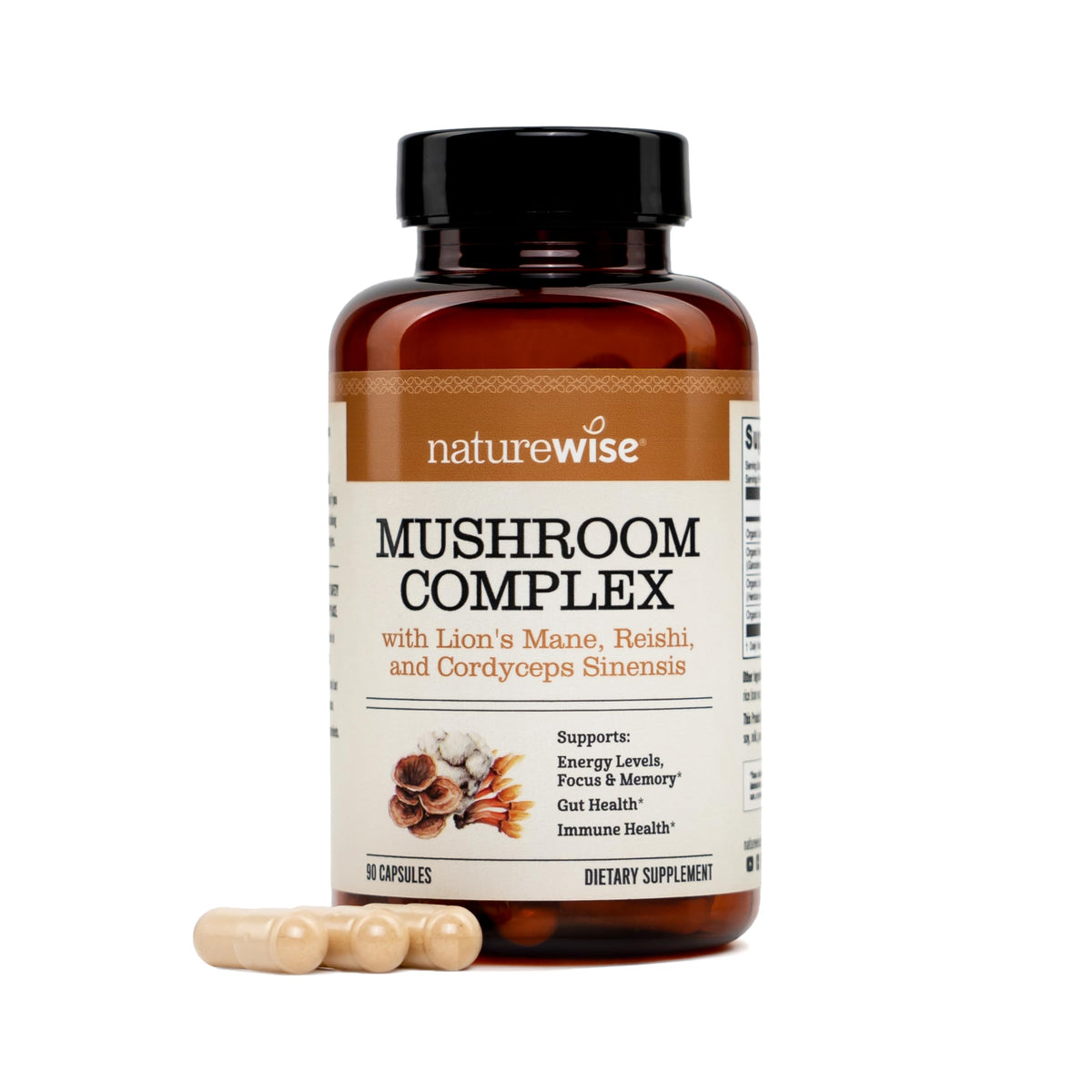 NatureWise Mushroom Complex 94g front view with organic ingredients