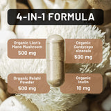 NatureWise Mushroom Complex capsules on a wooden table
