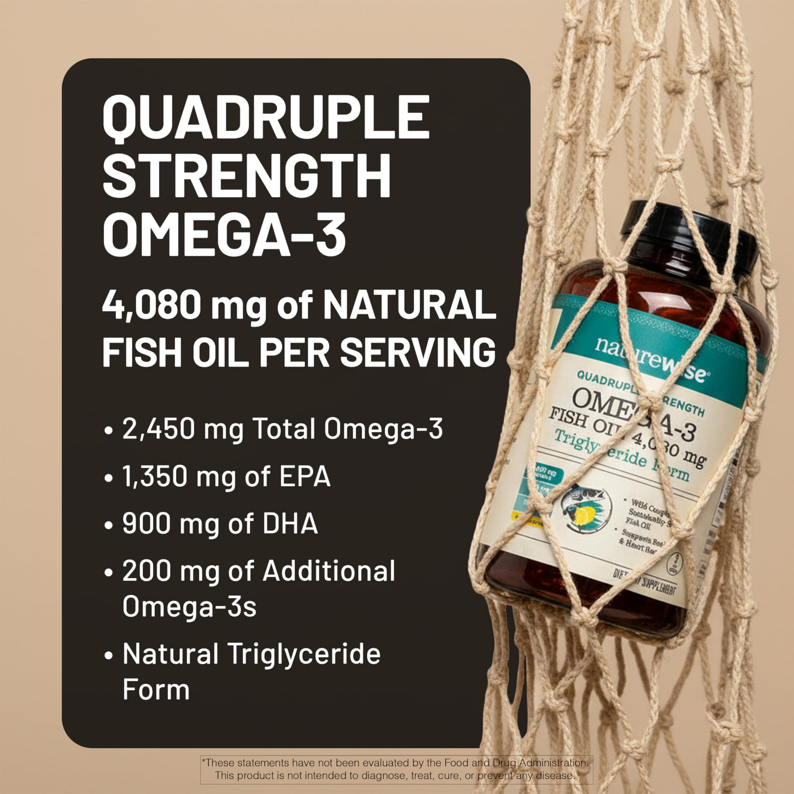 NatureWise Omega-3 Fish Oil Softgels displayed with lemon slices