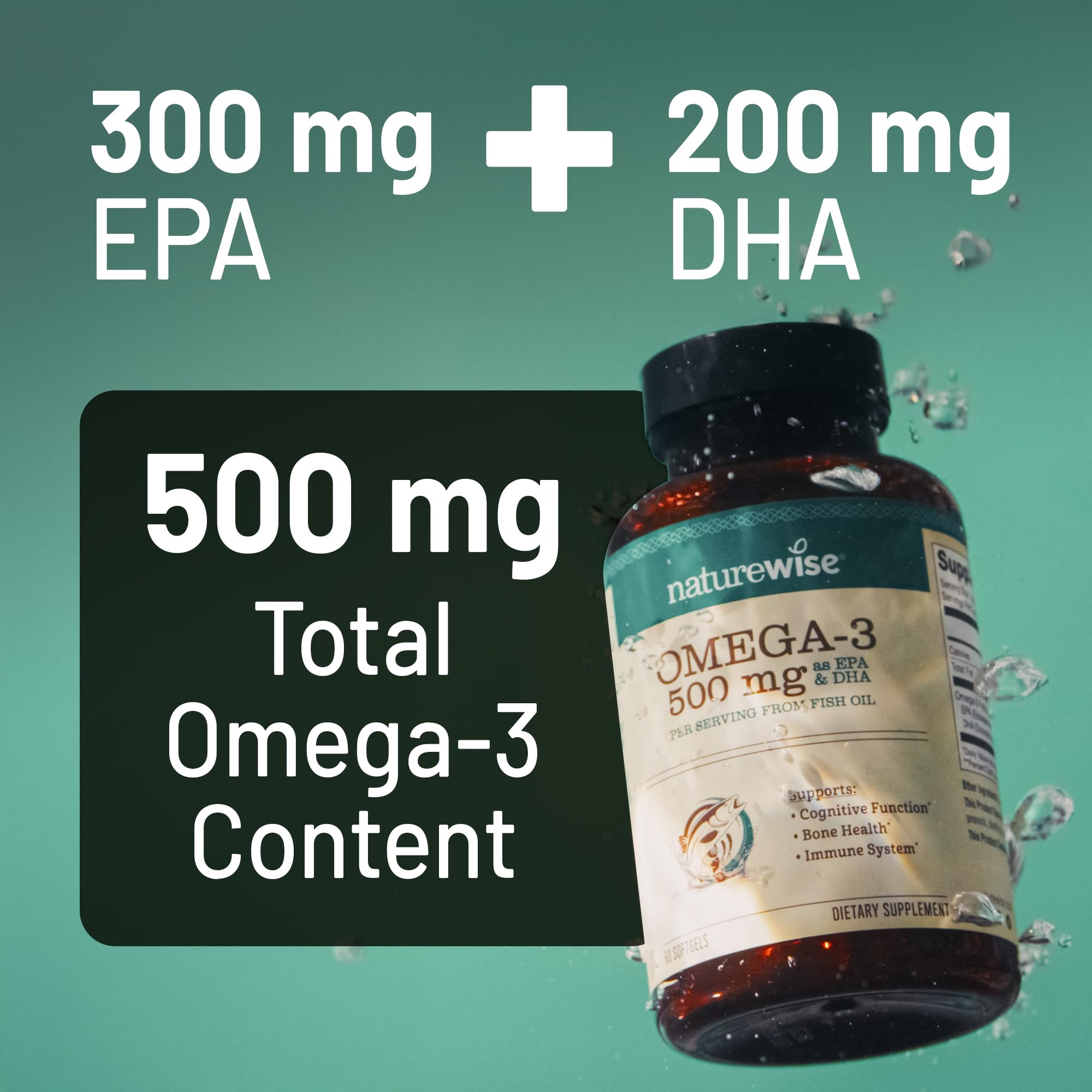 NatureWise Omega-3 softgels back view with ingredient list