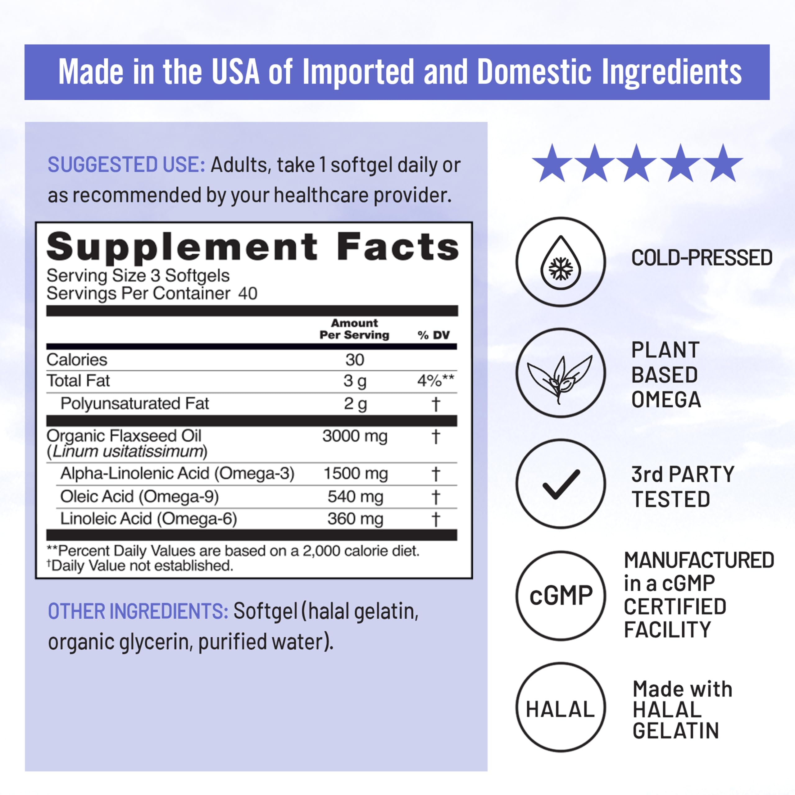 NatureWise Organic Flaxseed Oil 1500mg softgels close-up
