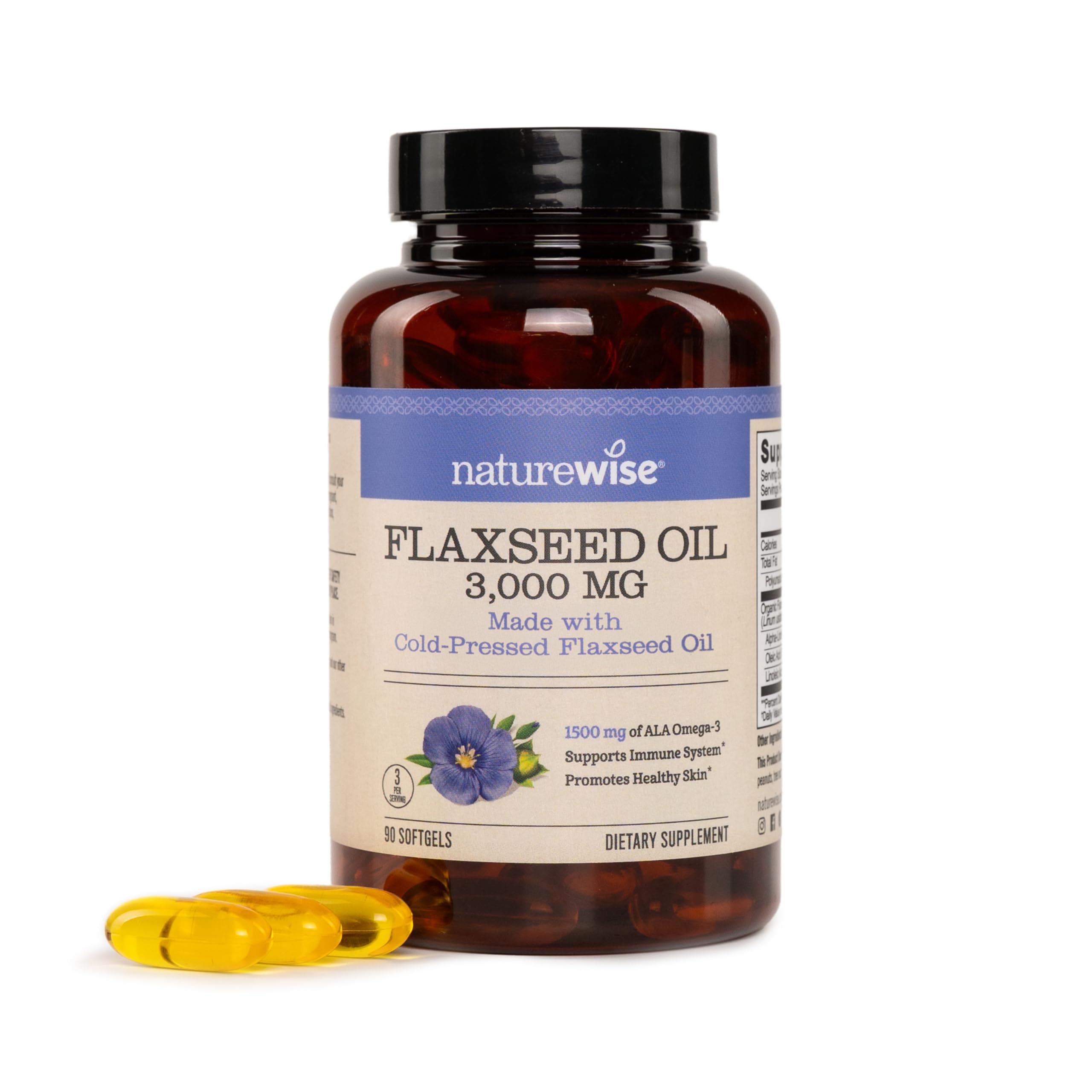 NatureWise Organic Flaxseed Oil Softgels front view