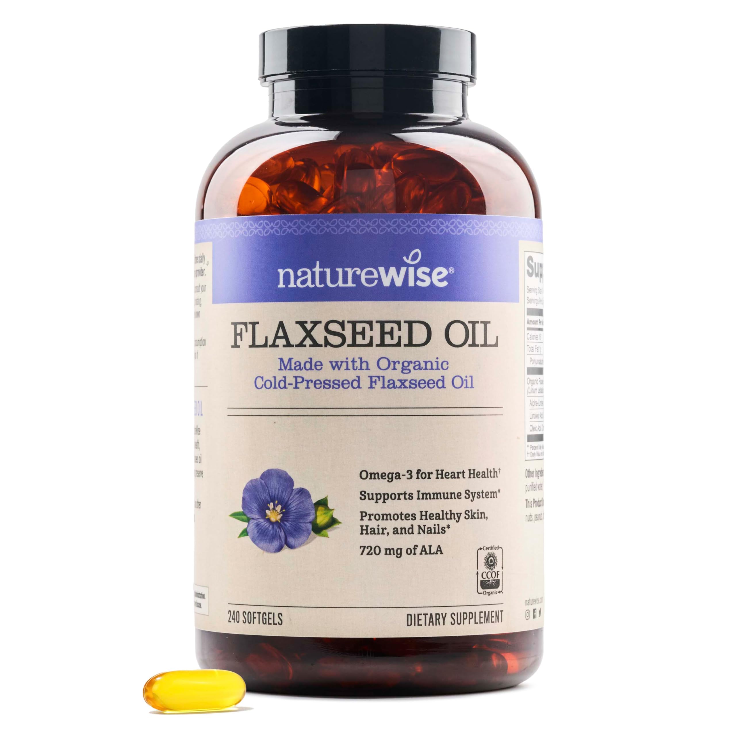 NatureWise Organic Flaxseed Oil Softgels front view