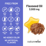 NatureWise Organic Flaxseed Oil Softgels on a wooden table
