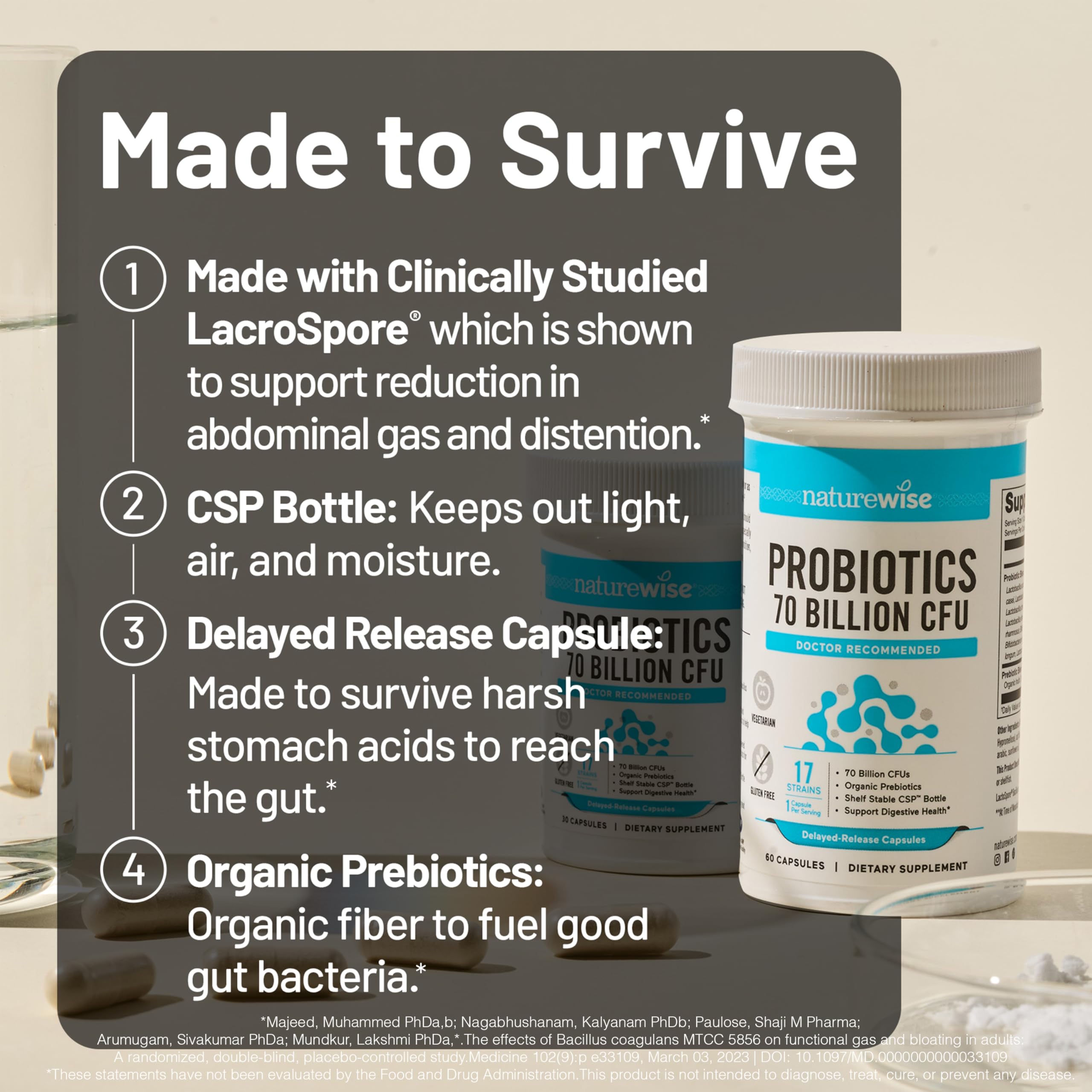 NatureWise Probiotics 70 Billion CFU capsules close-up
