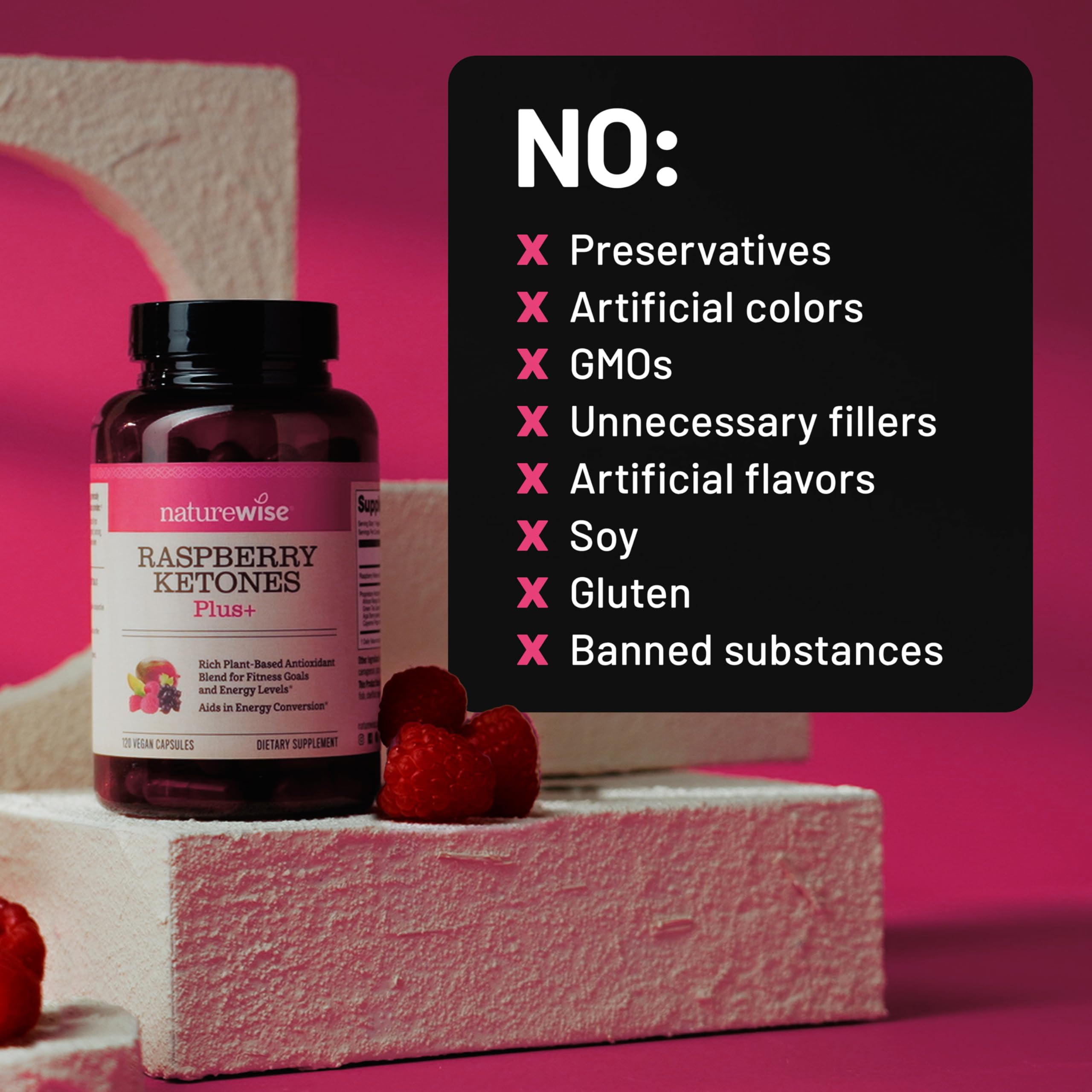 NatureWise Raspberry Ketones Plus 120 Capsules lifestyle shot