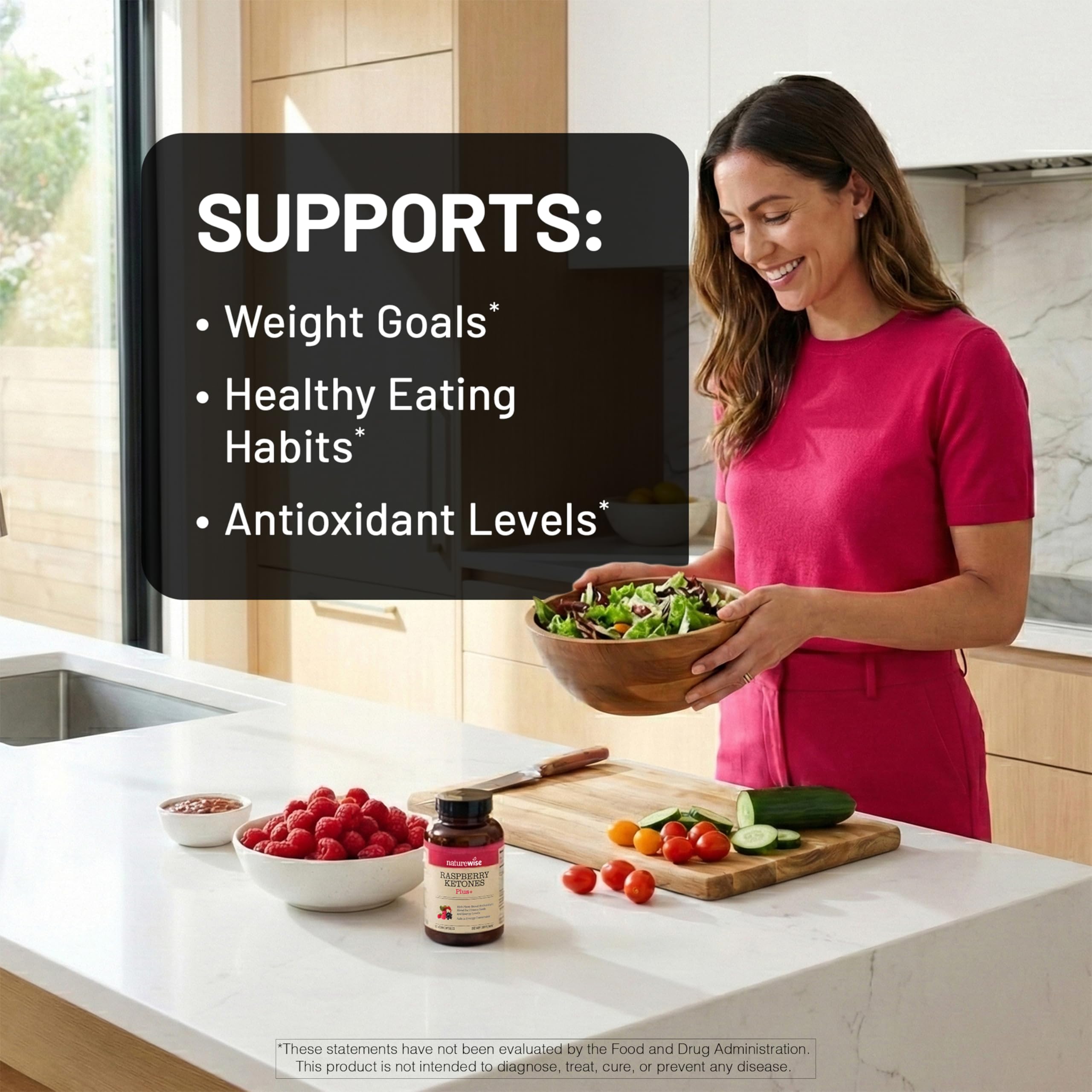 NatureWise Raspberry Ketones Plus 120 Capsules side view