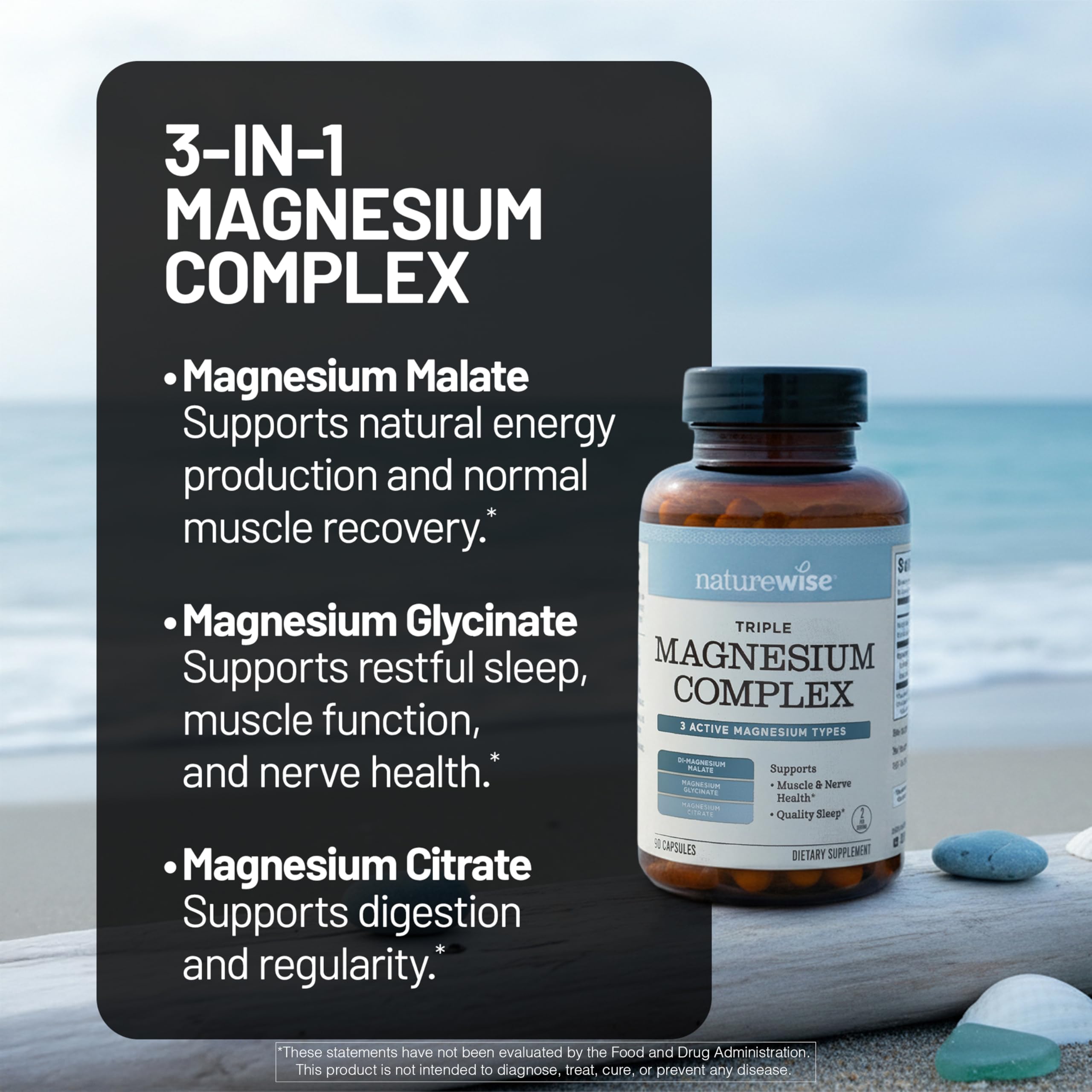 NatureWise Triple Magnesium Complex 115g side view