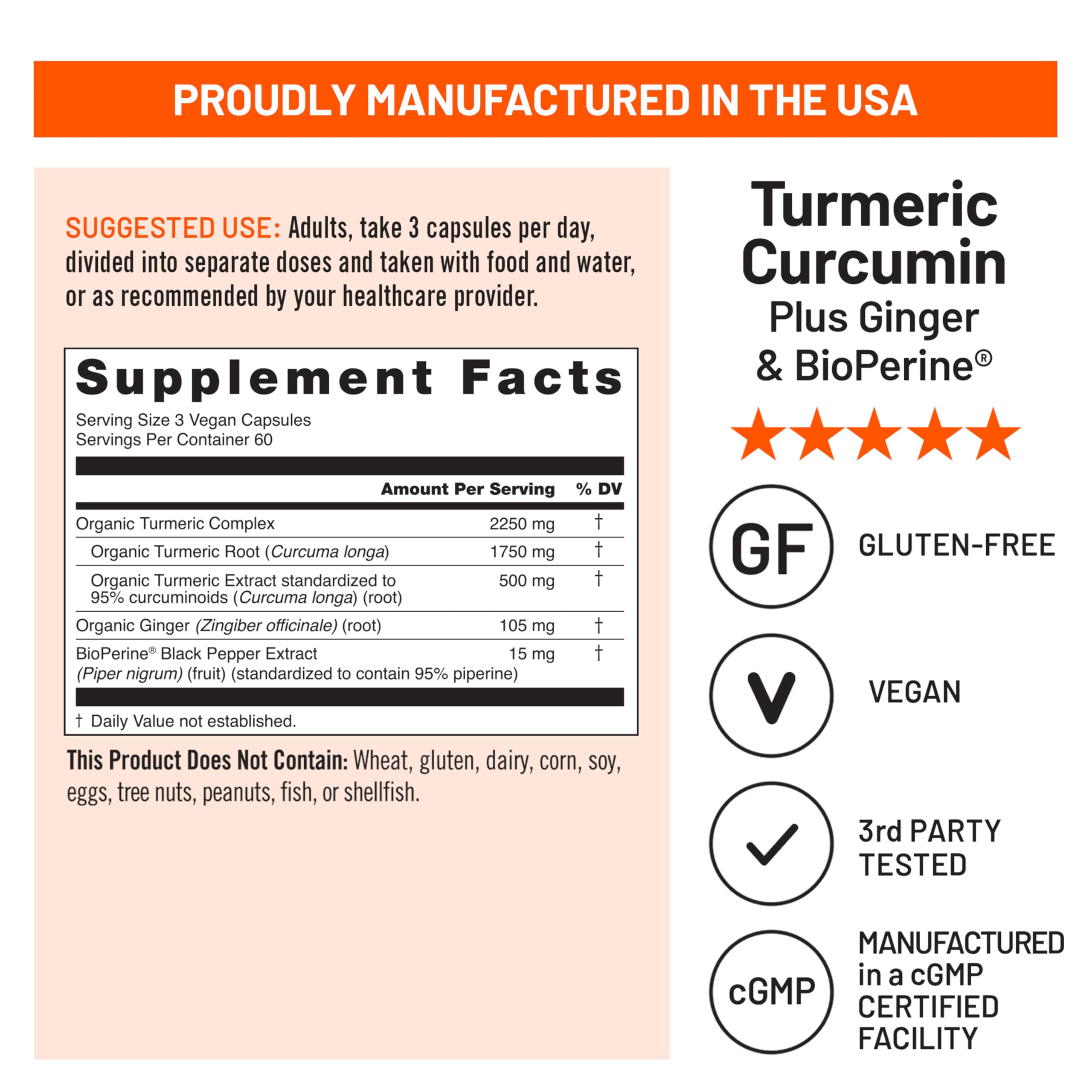 NatureWise Turmeric Curcumin Capsules 500mg with organic ginger