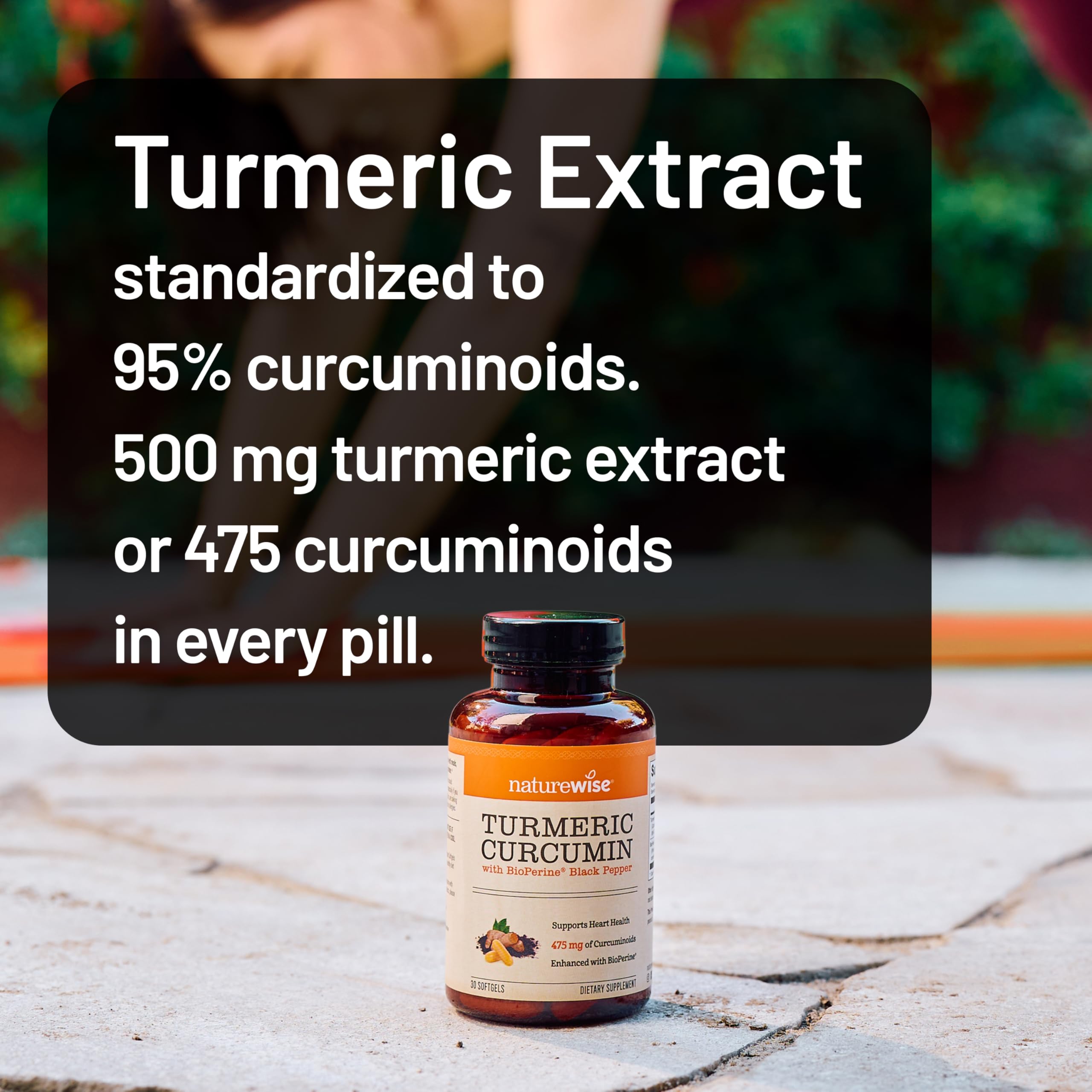 NatureWise Turmeric Curcumin Softgels 500mg back view