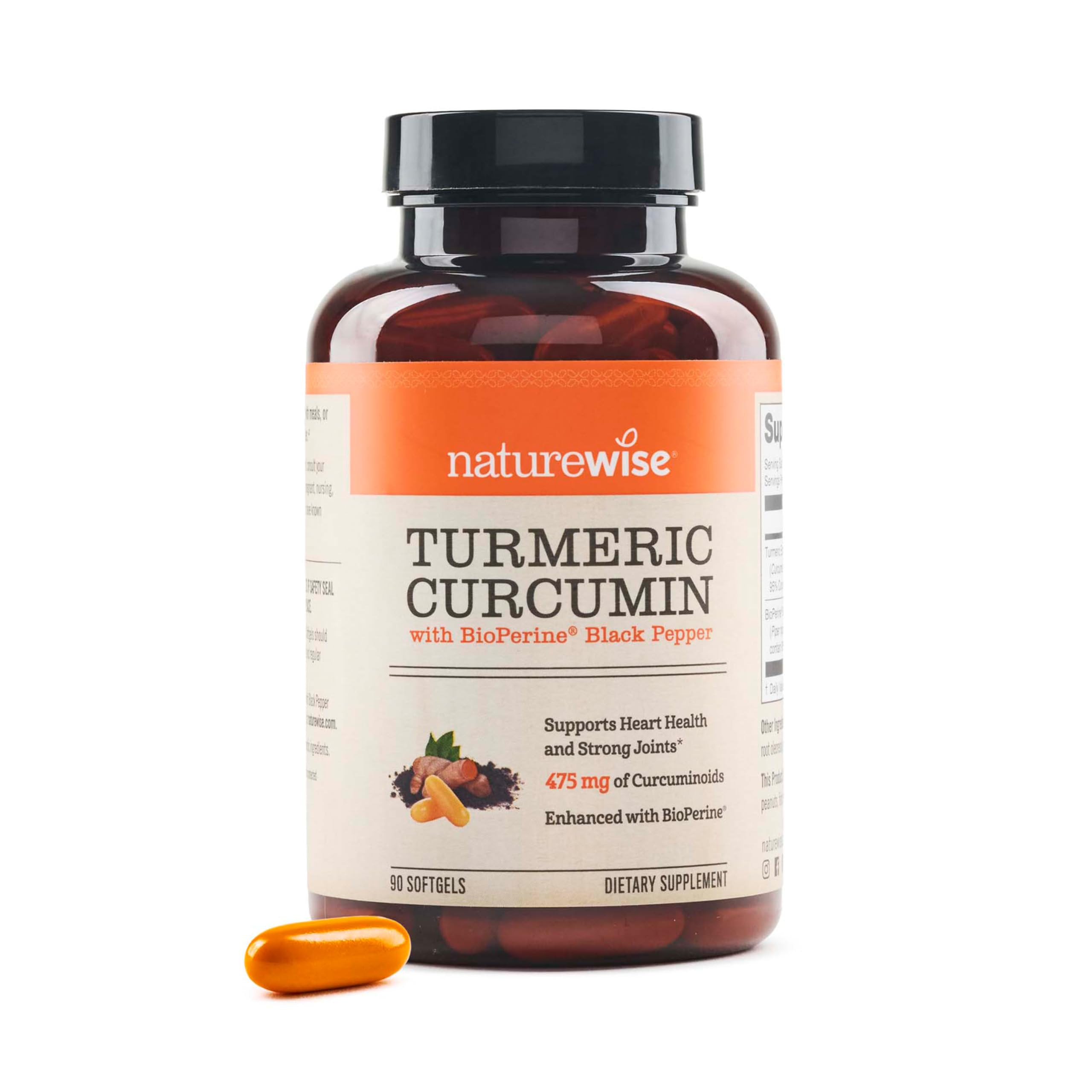 NatureWise Turmeric Curcumin Softgels 500mg front view