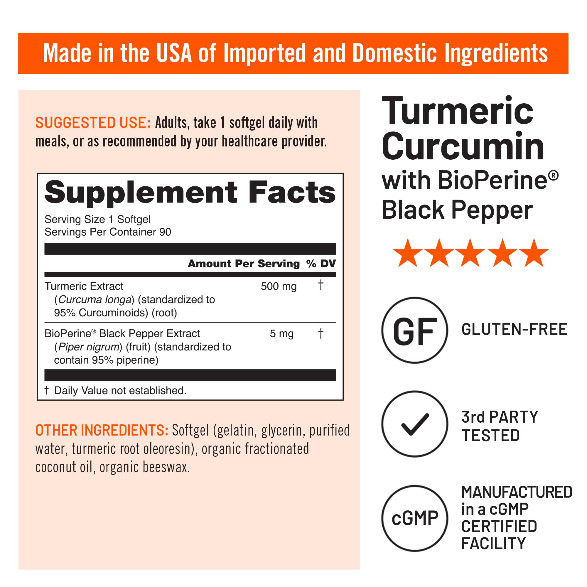 NatureWise Turmeric Curcumin Softgels 500mg with packaging