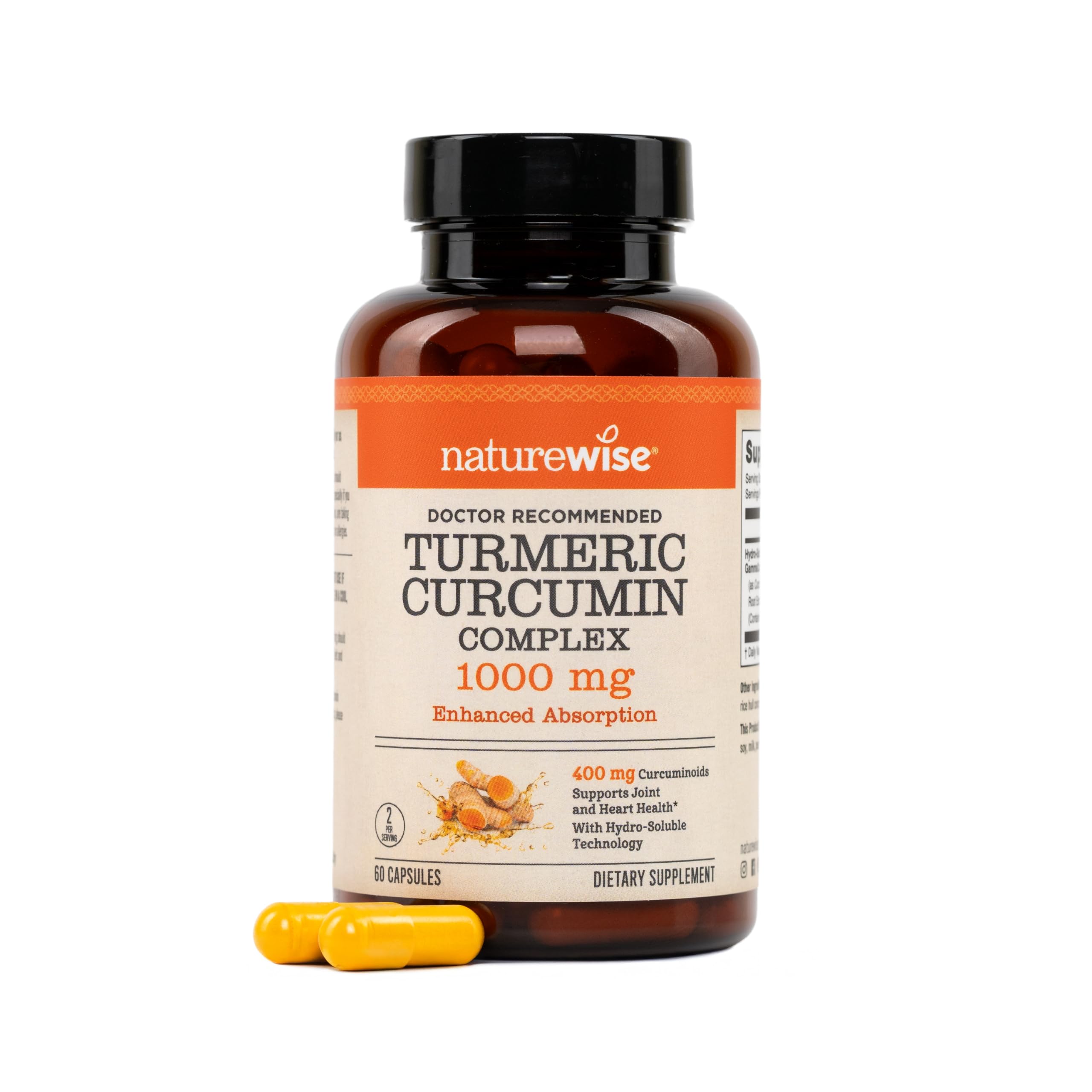 NatureWise Turmeric Curcumin supplement front view with packaging