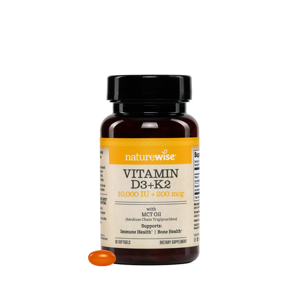 NatureWise Vegan D3 + K2 Softgels front view with packaging