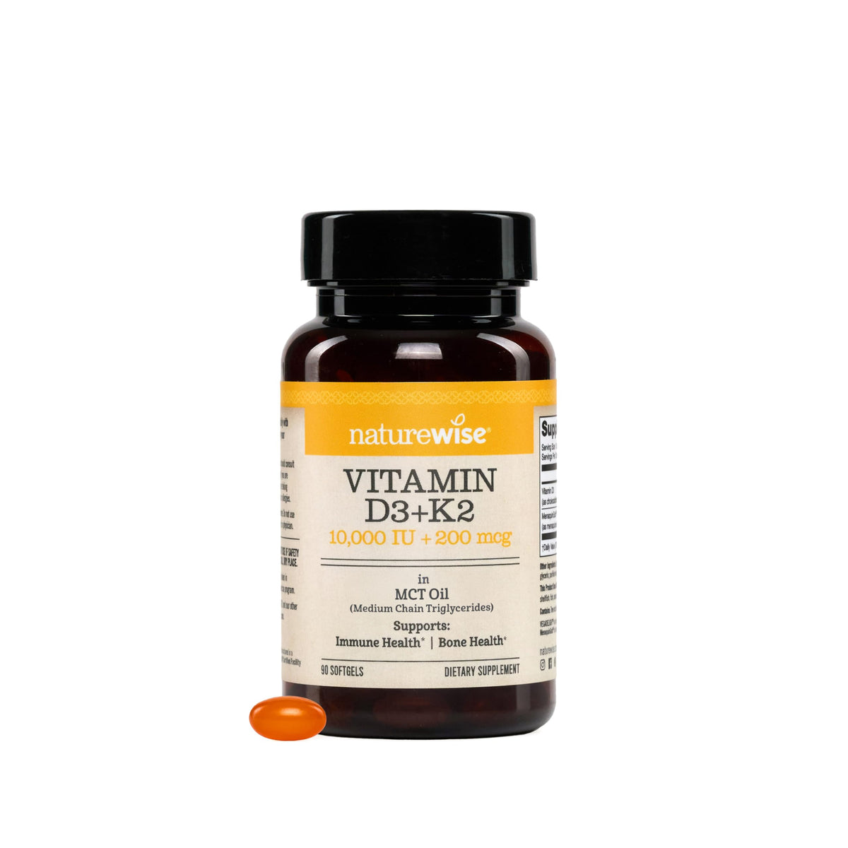 NatureWise Vegan Vitamin D3 + K2 Softgels front view