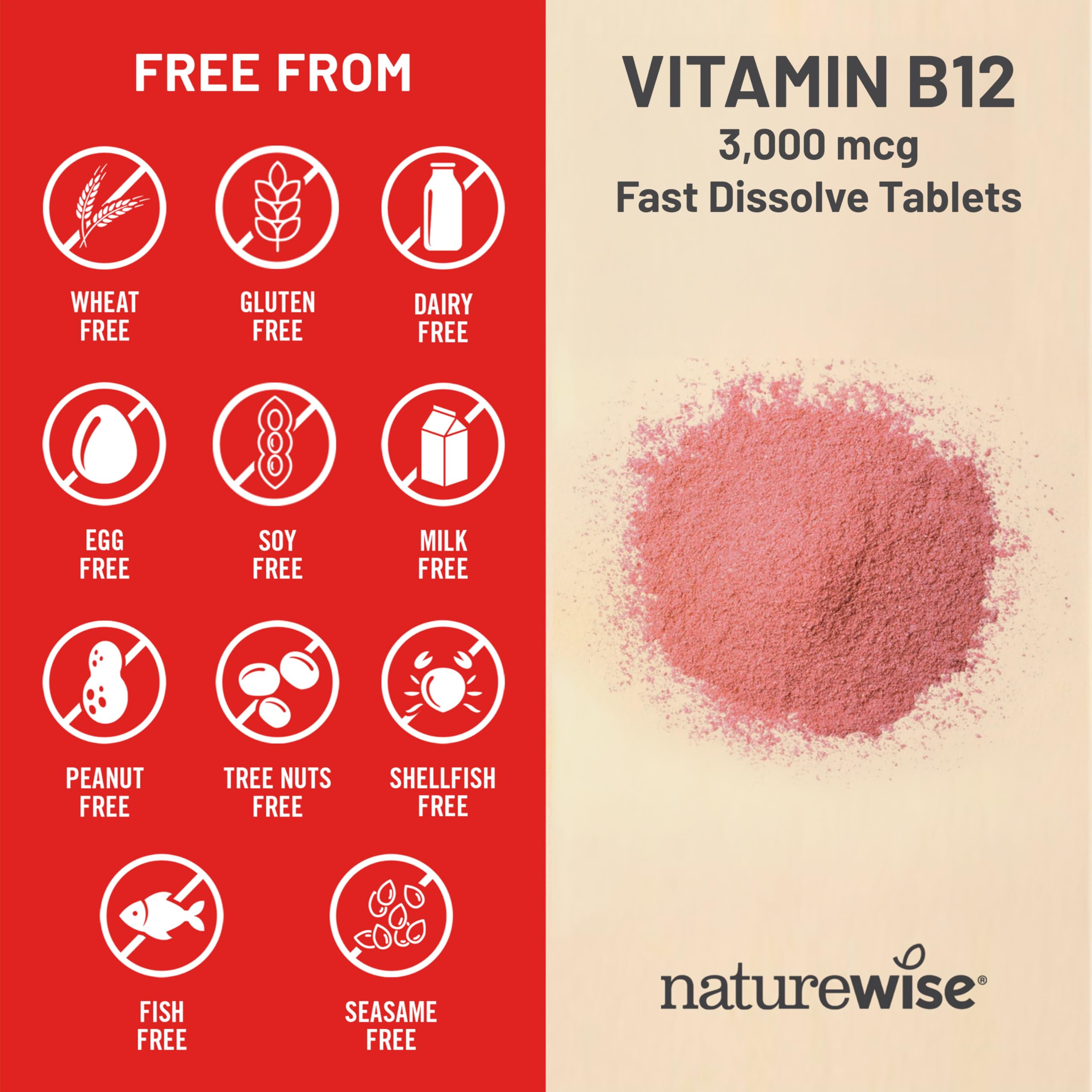 NatureWise Vitamin B12 Sublingual Tablets 3000 mcg packaging details