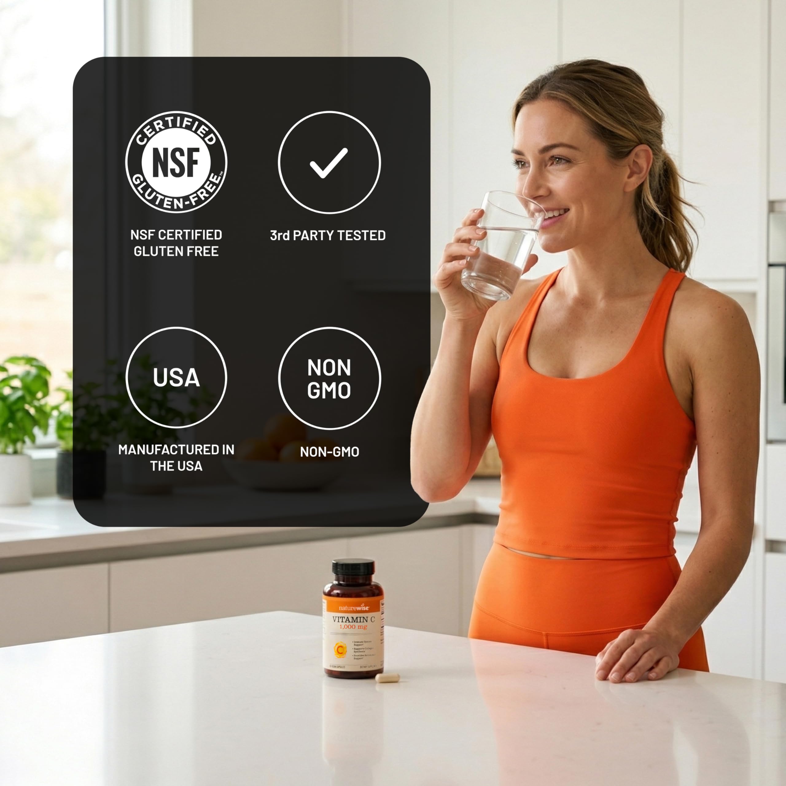 NatureWise Vitamin C 1000mg Capsules with ingredients