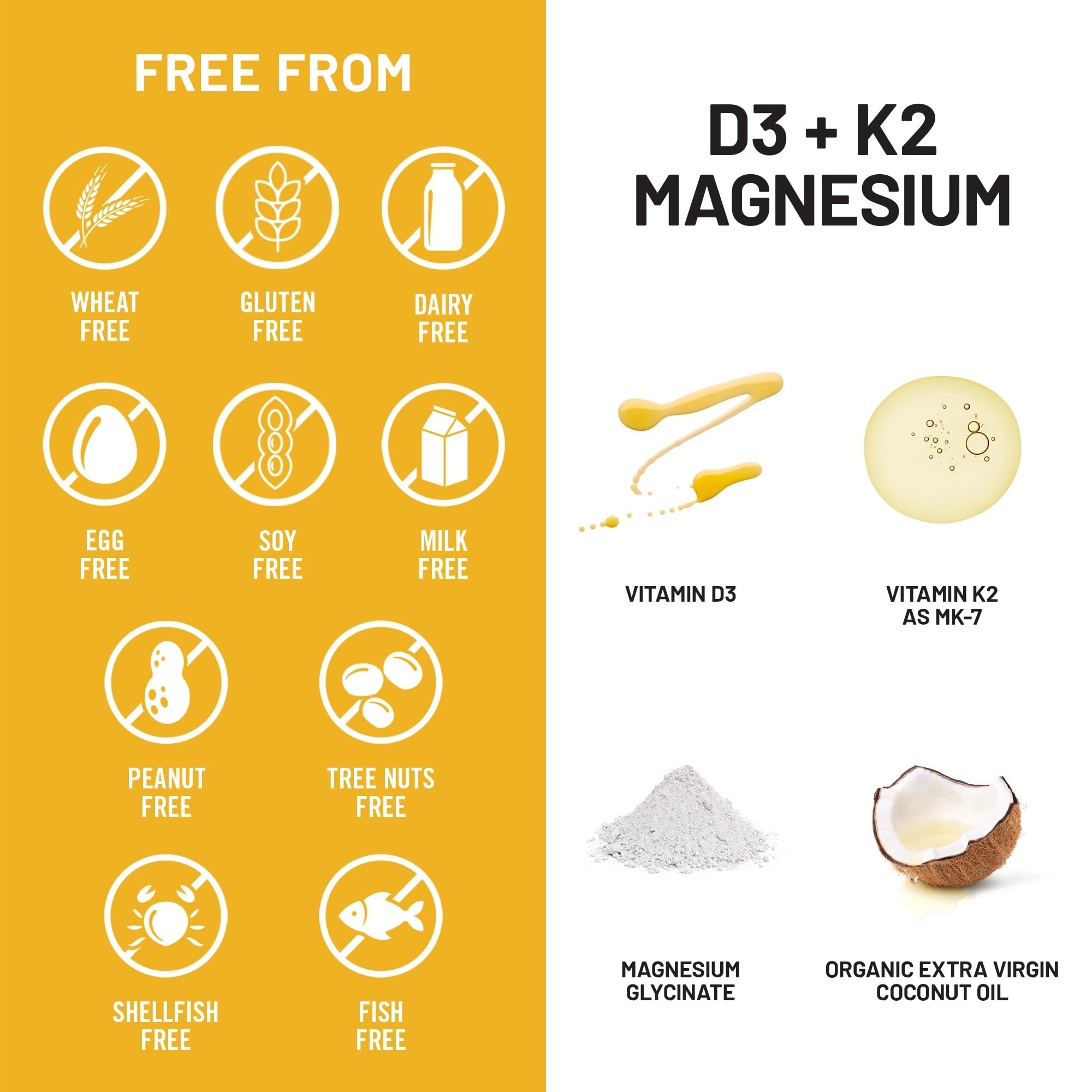NatureWise Vitamin D3 K2 Magnesium Glycinate Softgels ingredients list