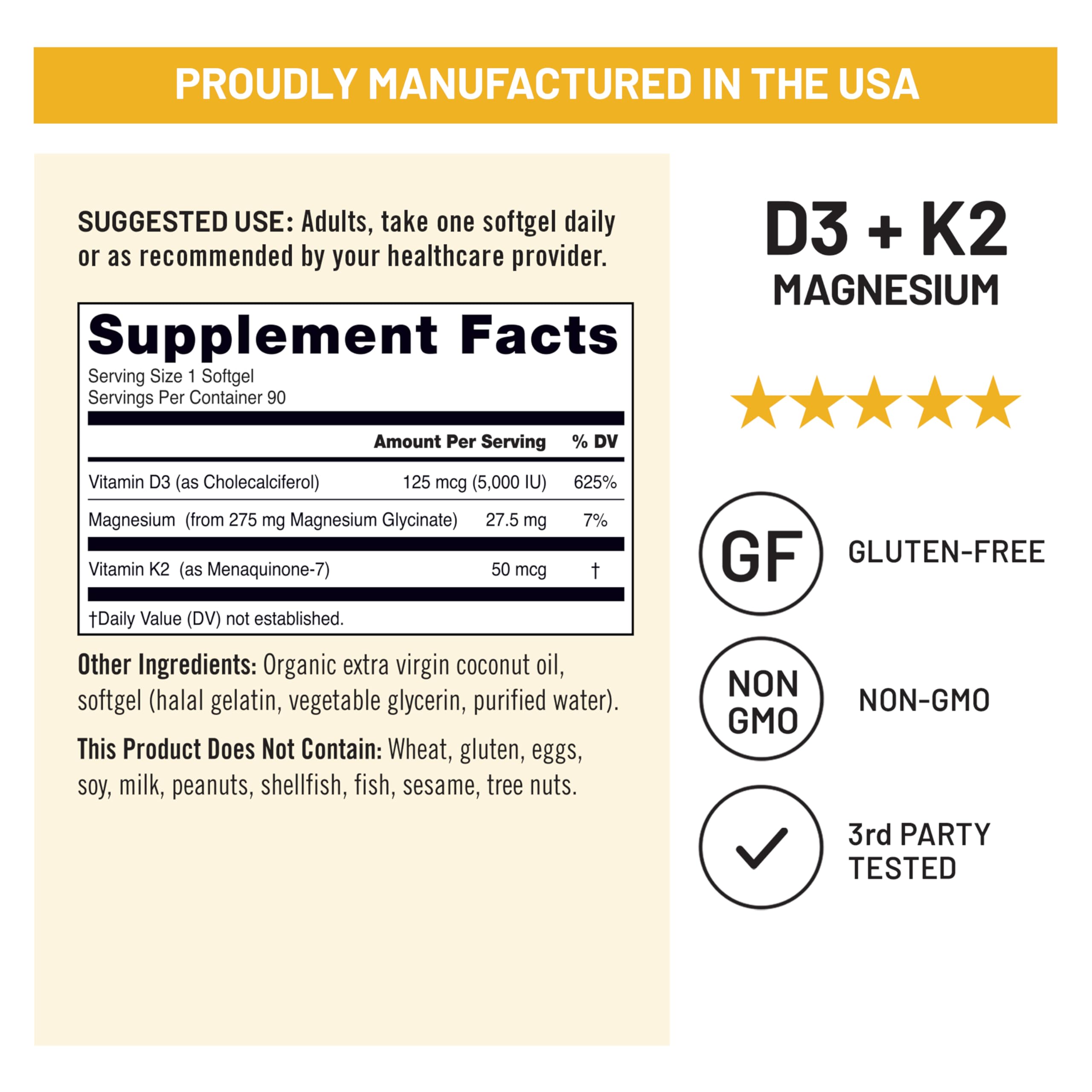 NatureWise Vitamin D3 K2 Magnesium Glycinate Softgels on a wooden table