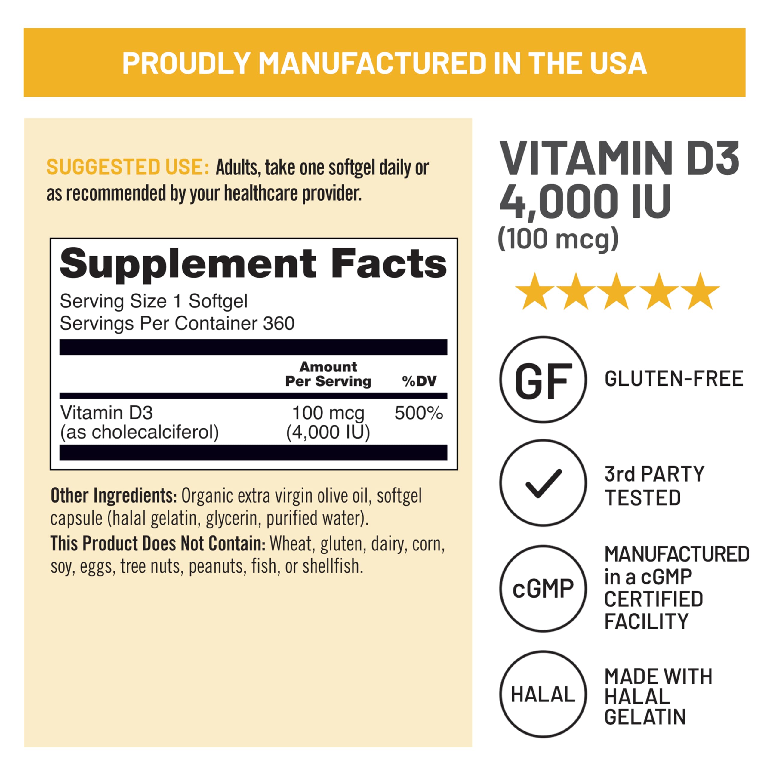 NatureWise Vitamin D3 Supplement softgel in hand