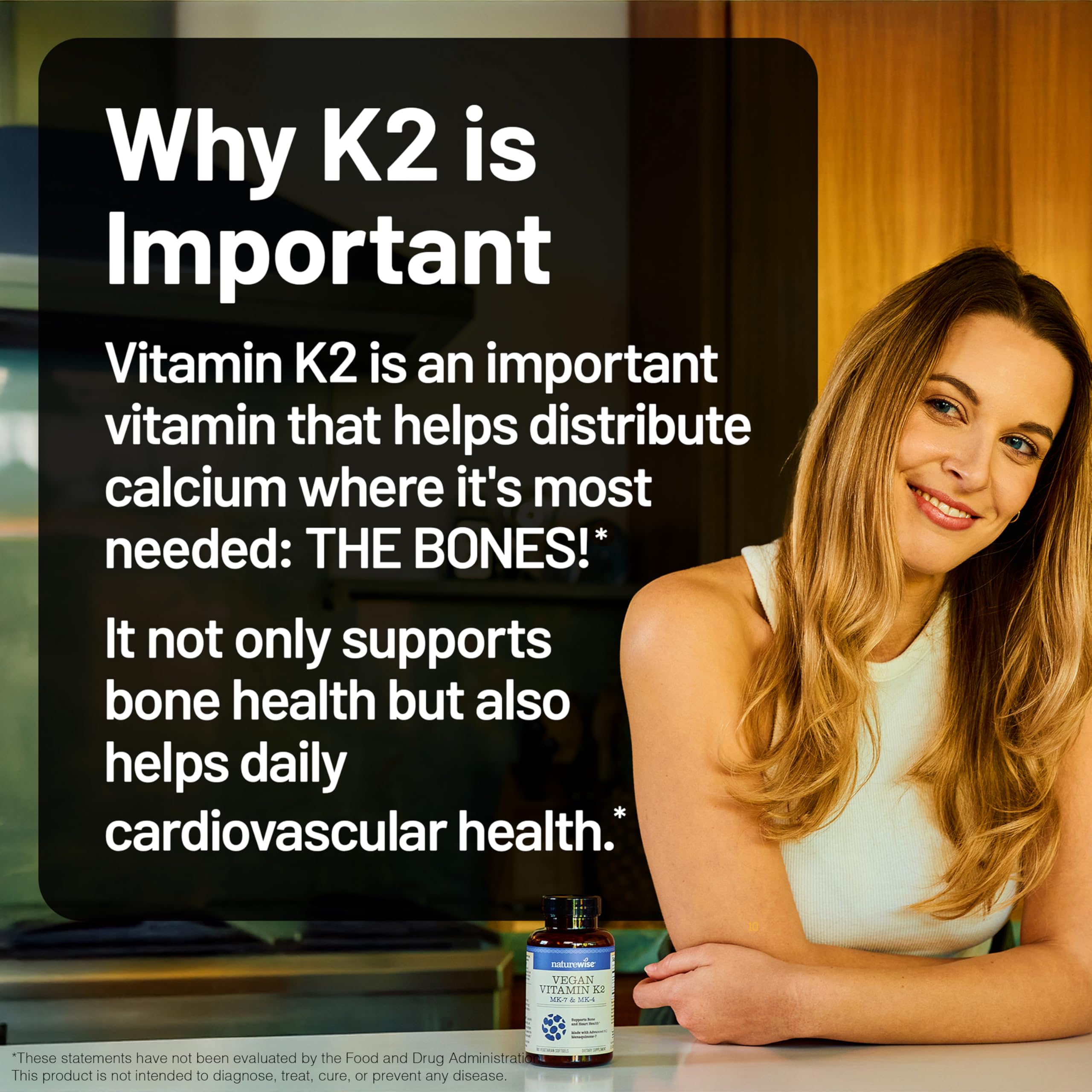 NatureWise Vitamin K2 softgels with a measuring spoon