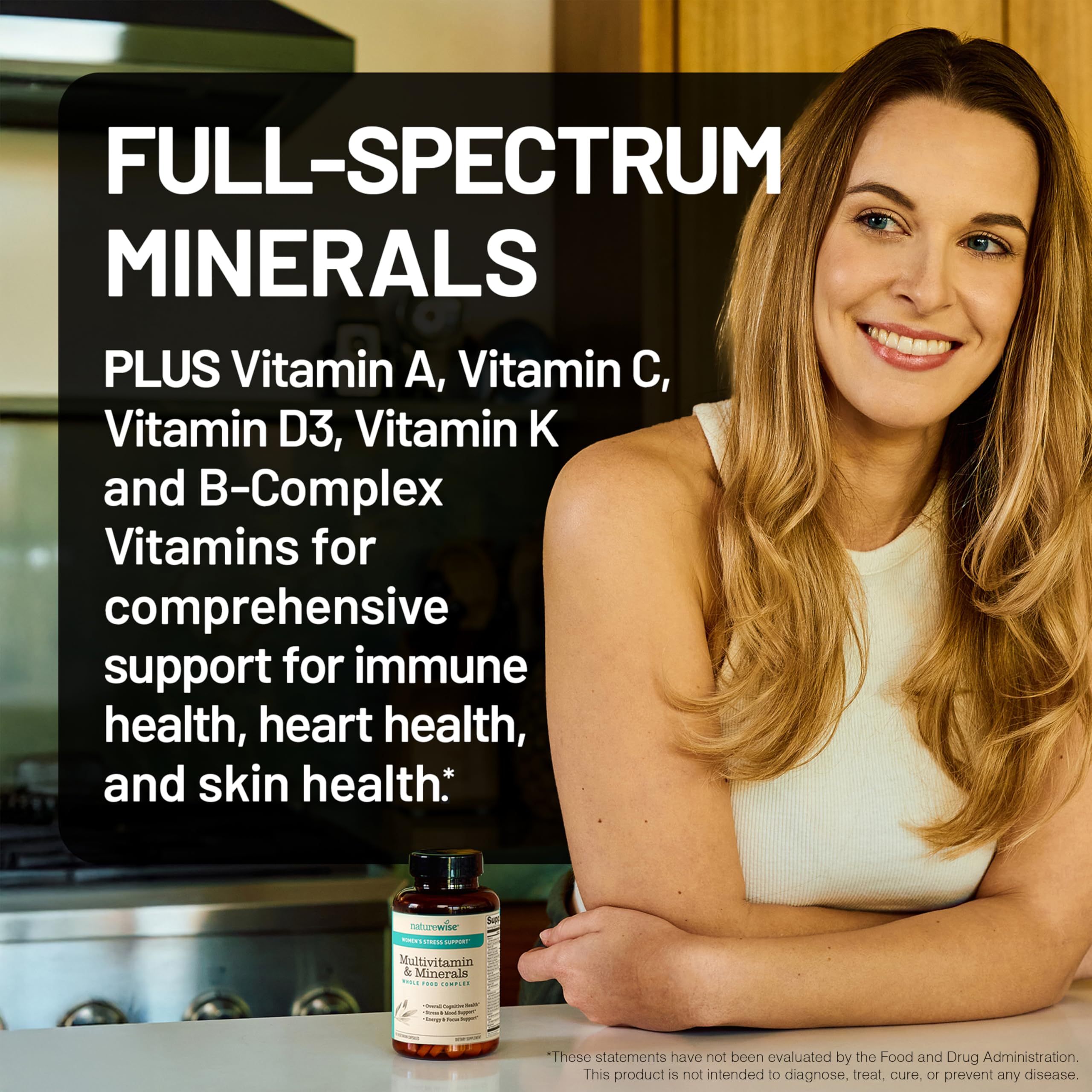 NatureWise Women's Multivitamin packaging with organic fruits and vegetables