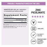 NatureWise Zinc Picolinate 120 capsules back view