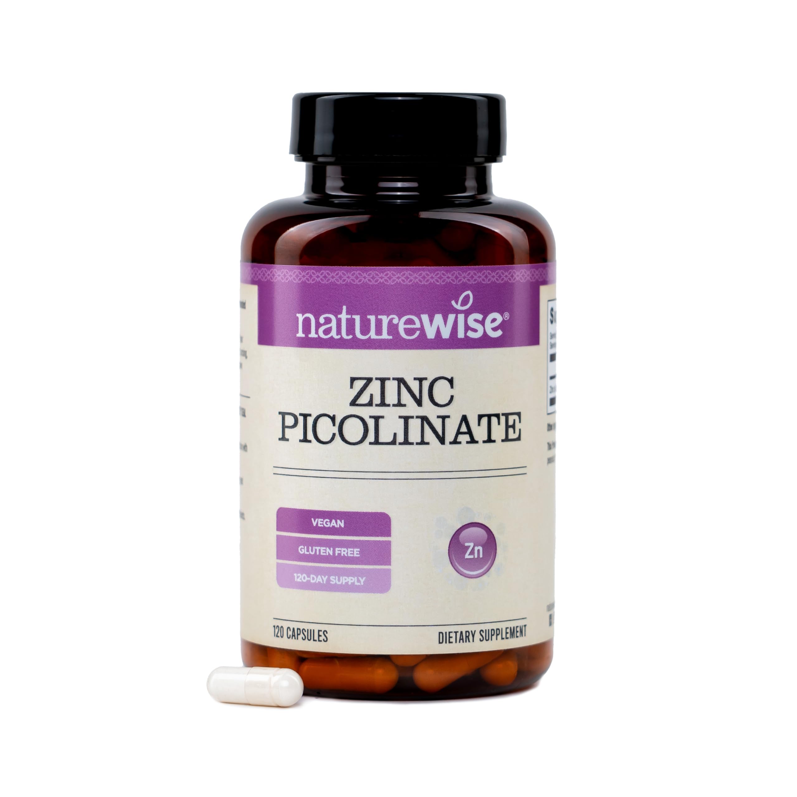 NatureWise Zinc Picolinate 30mg 120 Capsules front view