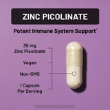 NatureWise Zinc Picolinate capsules on a wooden surface