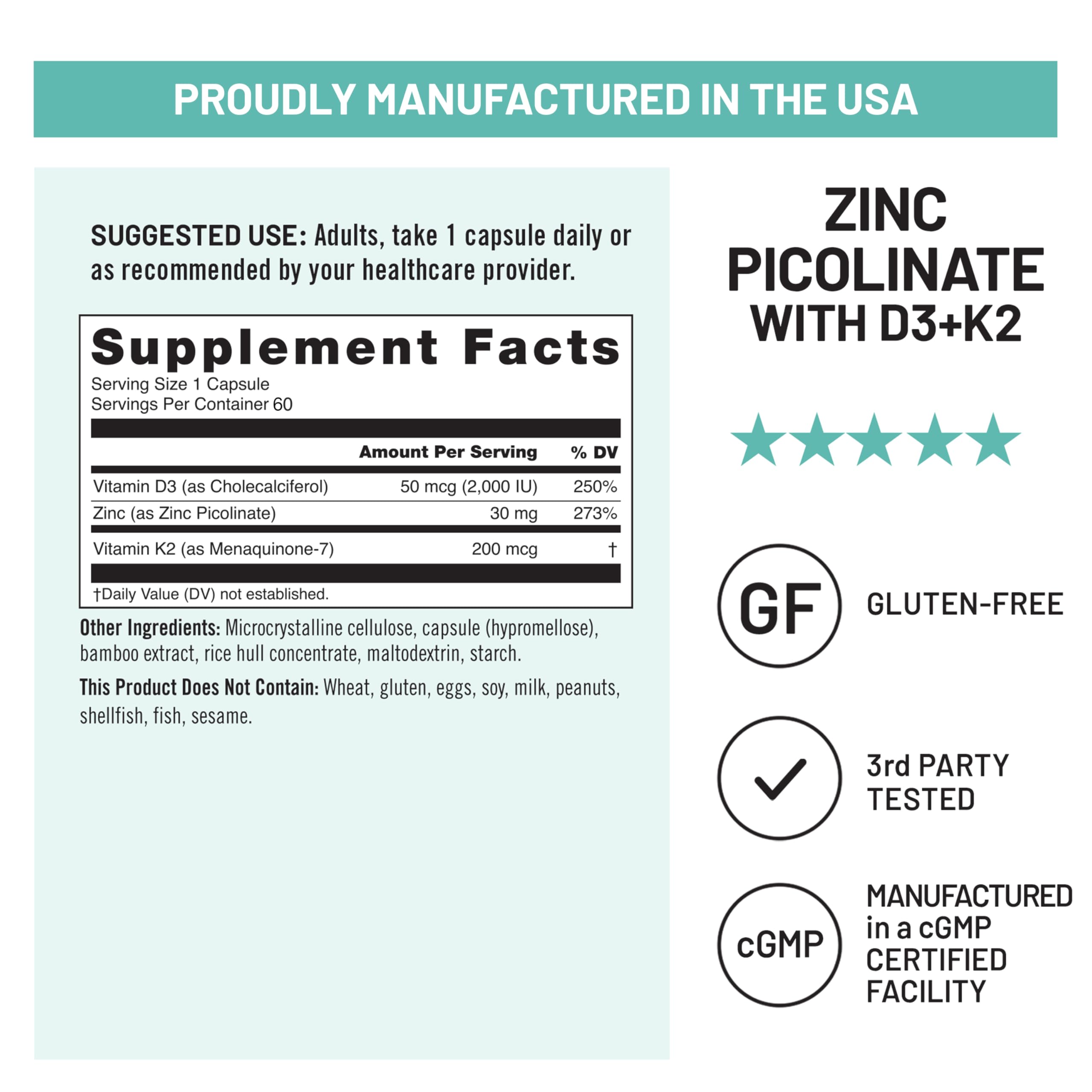NatureWise Zinc Picolinate Supplement 30mg on a wooden table
