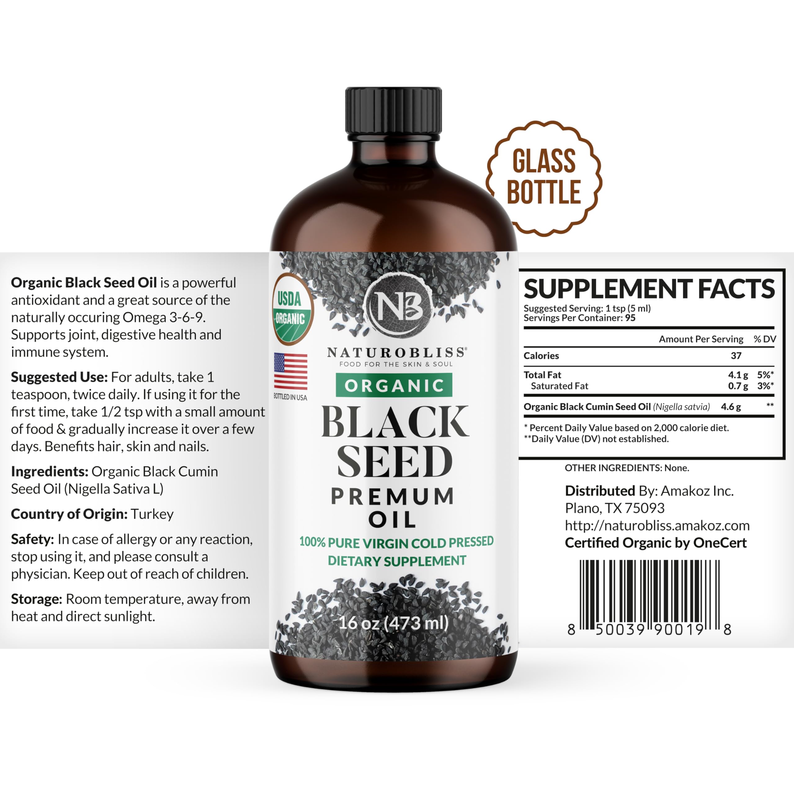 NaturoBliss Black Seed Oil 898g with seeds