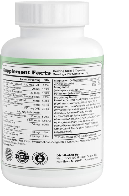 Naturonel Hair Growth Vitamins for Women with a measuring spoon