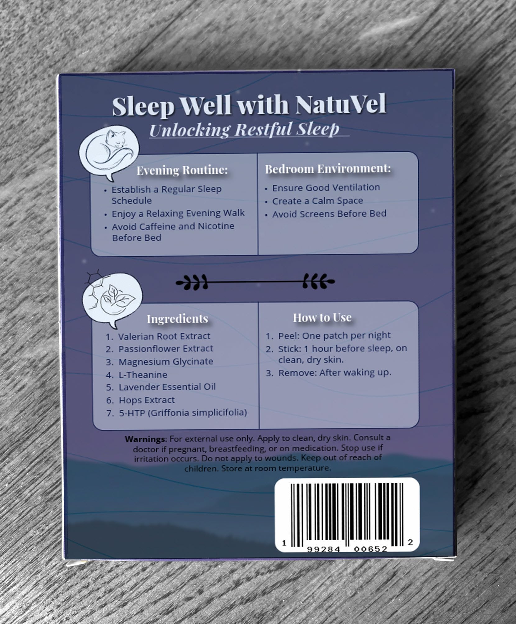 NatuVel Sleep Patches packaging side view