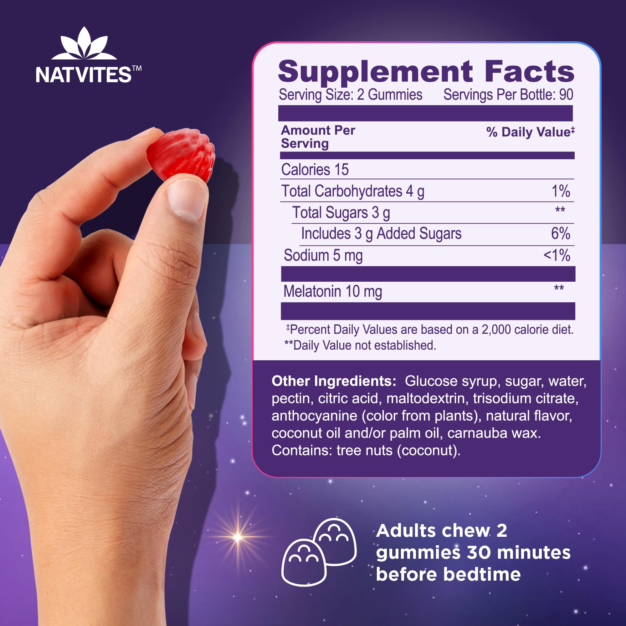 Natvites Melatonin Gummies 10mg Berry Flavour packaging