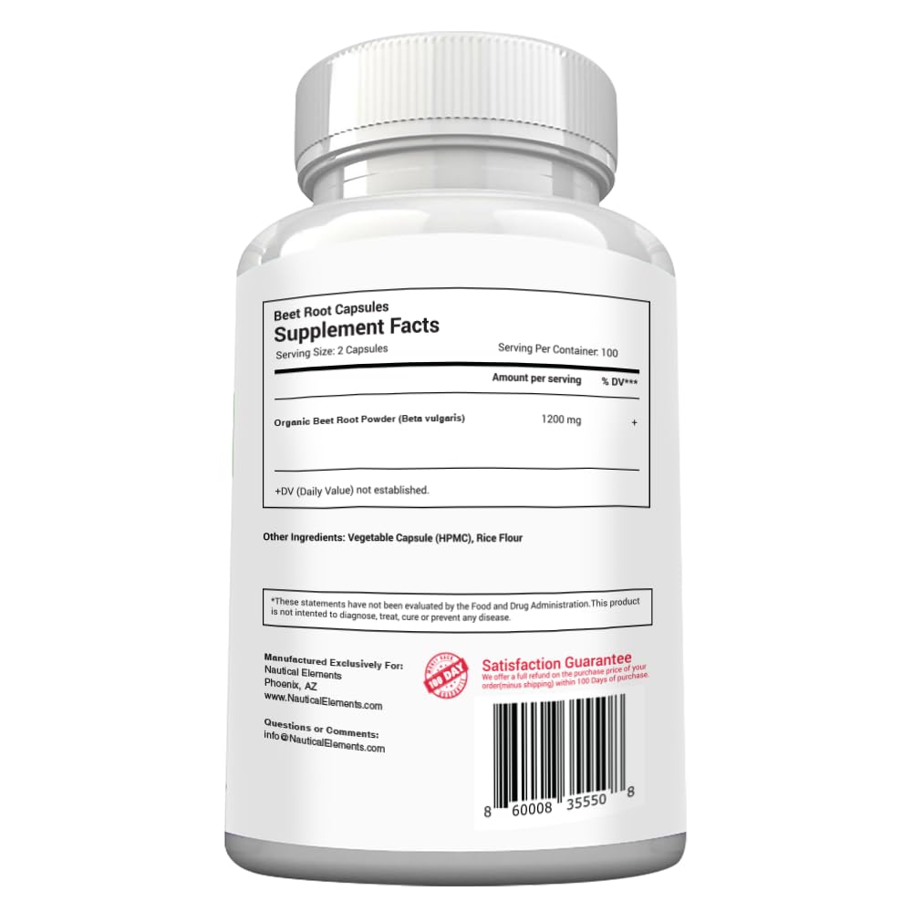 Nautical Elements Beet Root Powder Capsules 1200mg with a measuring spoon