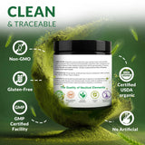 Nautical Elements Organic Barley Grass Juice Powder packaging with nutritional information