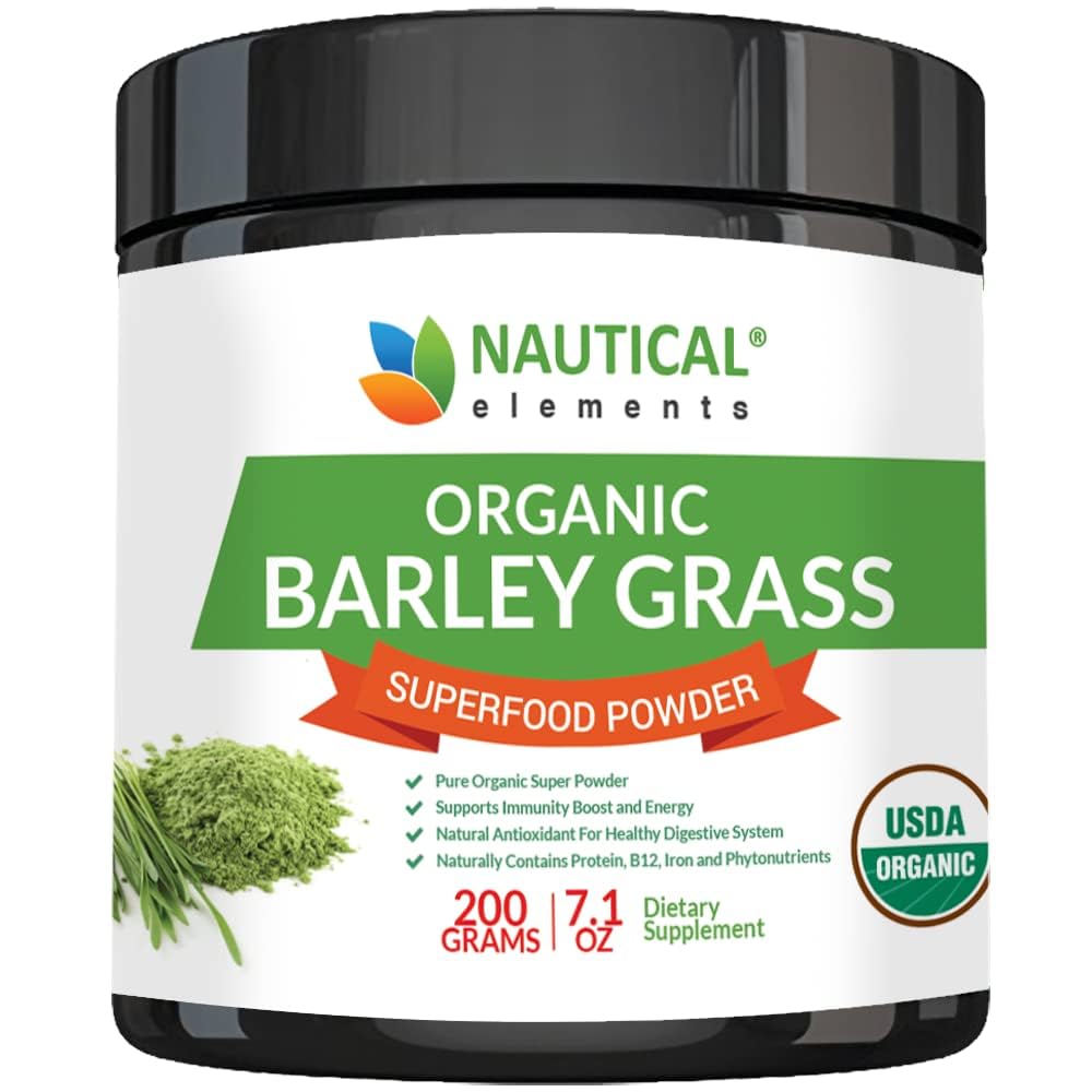 Nautical Elements Organic Barley Grass Powder 200g front view