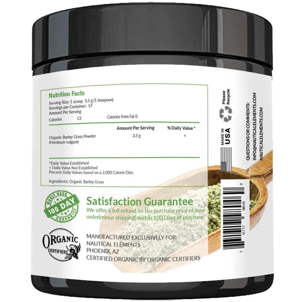 Nautical Elements Organic Barley Grass Powder nutritional information