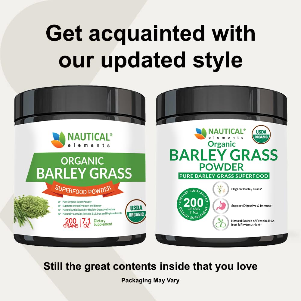 Nautical Elements Organic Barley Grass Powder packaging side view