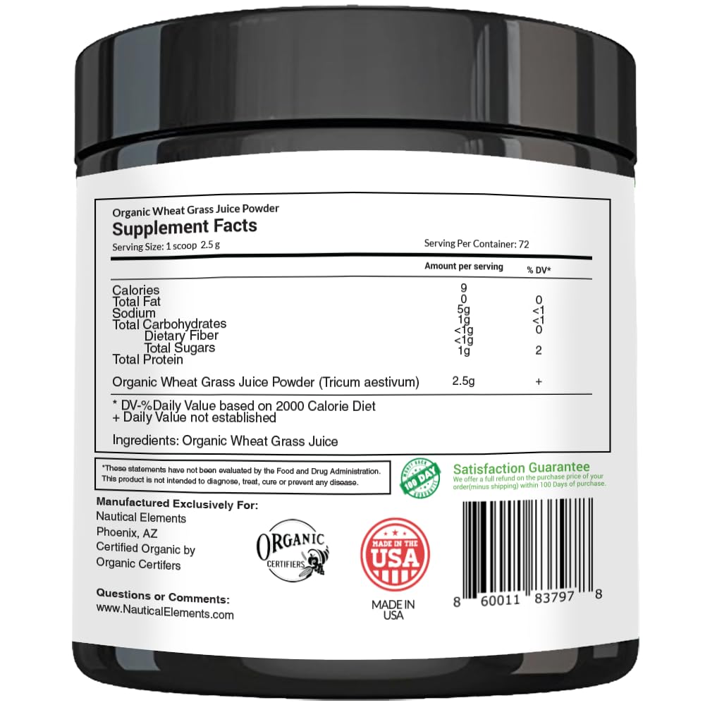 Nautical Elements Organic Wheat Grass Juice Powder mixed in a smoothie