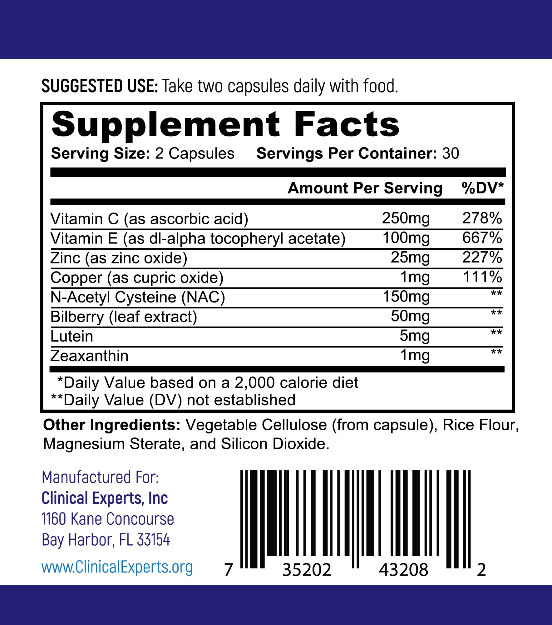 Navan EyeRx Antioxidant AREDS 2 Eye Vitamins back view