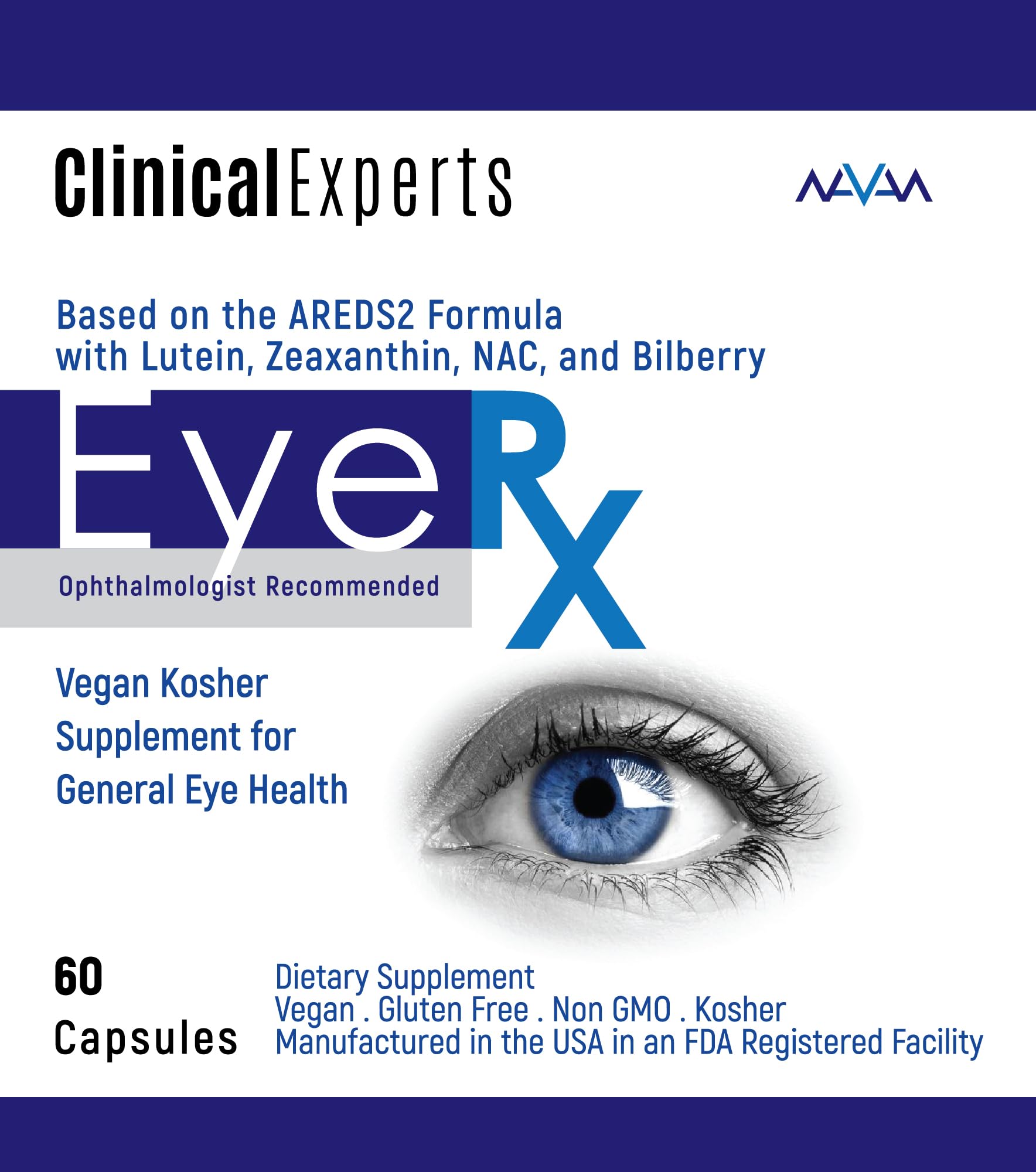 Navan EyeRx Antioxidant AREDS 2 Eye Vitamins with ingredients list