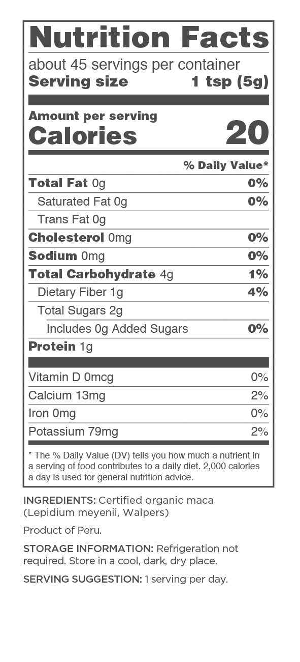 Navitas Organics Maca Powder 227g in a bowl with a spoon