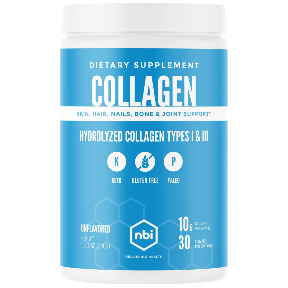 NBI Collagen Supplement Types I & III 386g front view